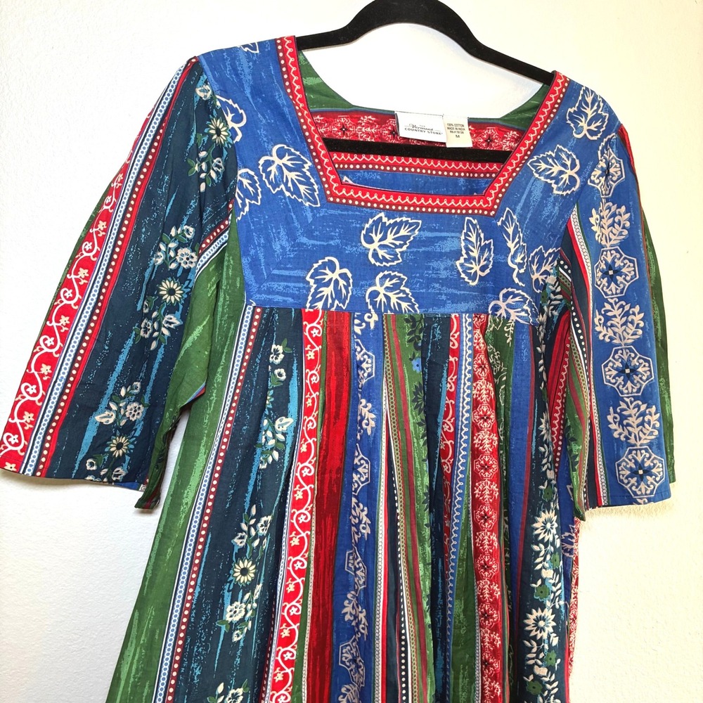 Vermont Country Store Falling Leaves Muumuu Cotton Dress Cottagecore Med Large - Picture 5 of 7